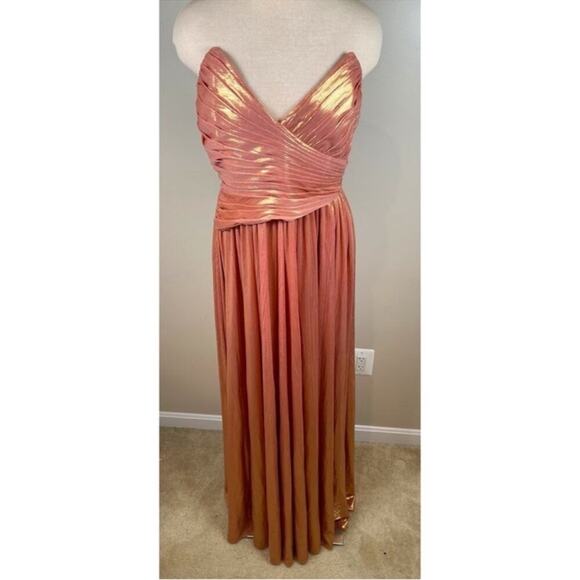 Retrofete Waldorf Apricot Metallic Strapless Ruched Maxi Dress Size XXL - Picture 5 of 12